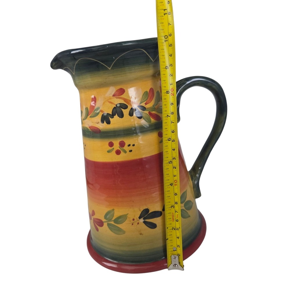 Tabletops Gallery La Province Hand Painted Hand Crafted Ceramic Pitcher 80oz - Picture 11 of 13
